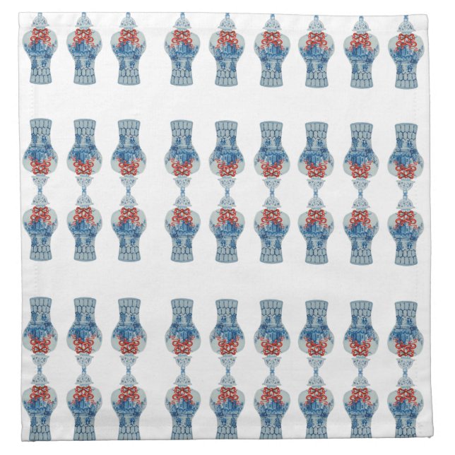 Christmas Hand Painted Blue and White Ginger Jar Cloth Napkin (Front)