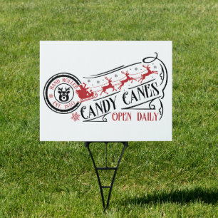 Christmas hand rolled candy canes sign