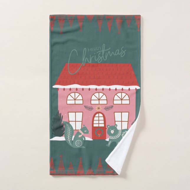 Christmas Hand Towel, Scandinavian Motif, Animals  Hand Towel (Hand Towel)