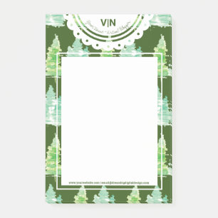 Christmas Hand Watercolored Trees Initial Name Post-it Notes