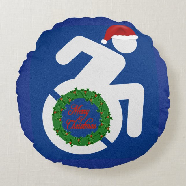 Christmas Handicapped Round Pillow (Front)