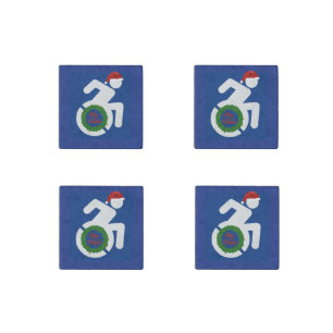 Christmas Handicapped Stone Magnet