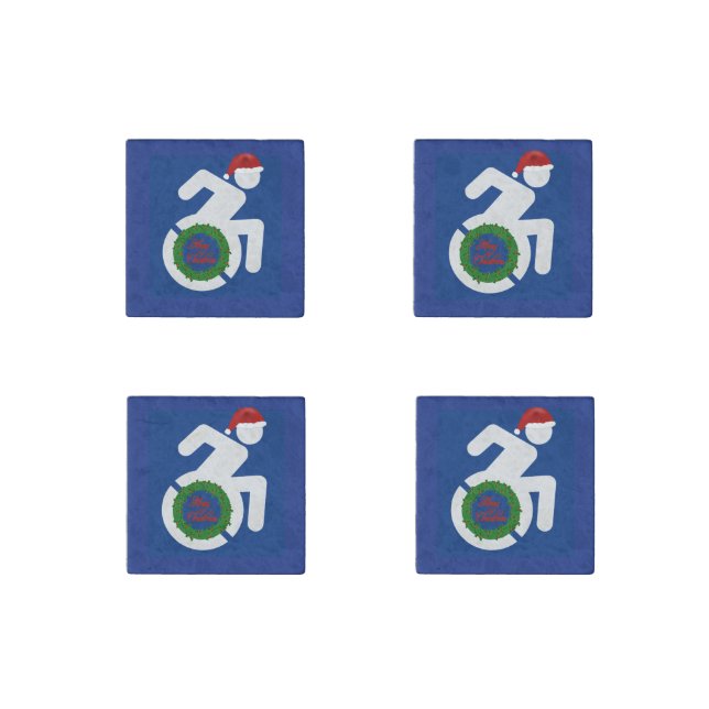 Christmas Handicapped Stone Magnet (Front)