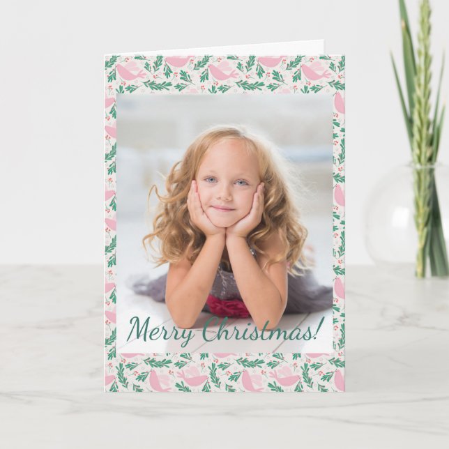 Christmas Handmade Dove Peace Olive Branch Photo Note Card (Front)