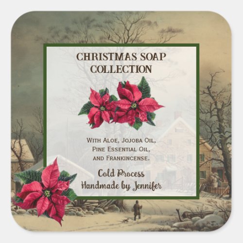 Christmas Handmade Vintage Soap Product Label