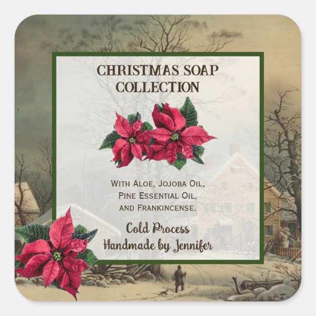 Christmas Handmade Vintage Soap Product Label (Front)