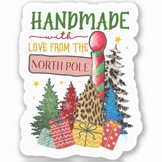 Christmas Handmade with Love from the North Pole Sticker (Front)