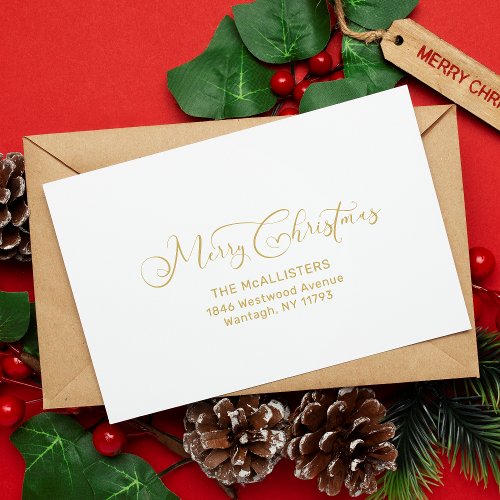 Christmas Handwritten Whimsical Script Address Rubber Stamp