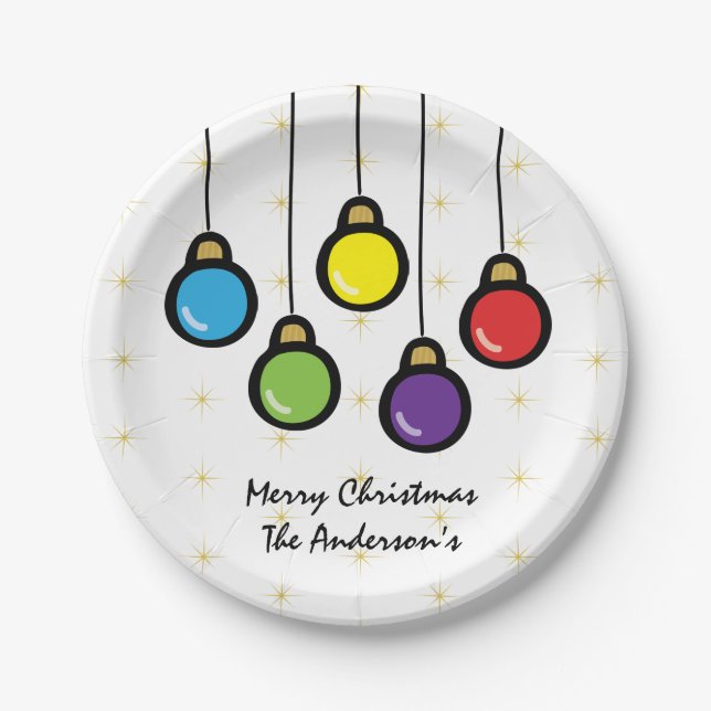 Christmas Hanging Ornaments Gold Stars Paper Plates (Front)