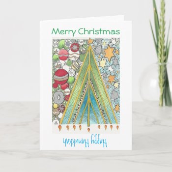 Christmas / Hanukkah Card (christmas Up) by allistrations at Zazzle