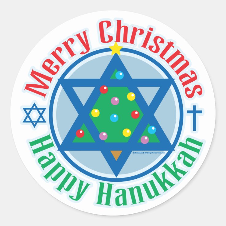 ChristmasHanukkah Classic Round Sticker Zazzle