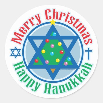 Christmas-hanukkah Classic Round Sticker by fightcancertees at Zazzle