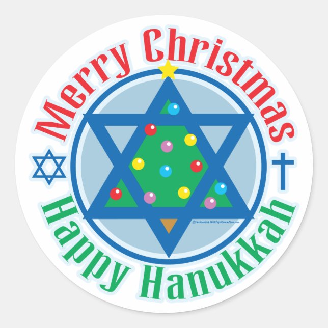 Christmas-Hanukkah Classic Round Sticker (Front)