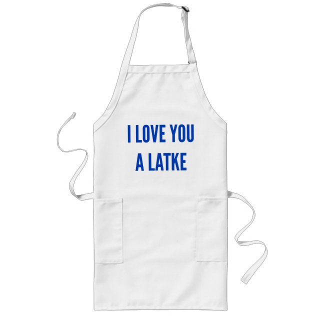 Christmas Hanukkah I love you a latke Jewish Long Apron (Front)