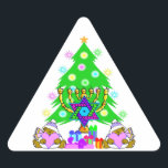Christmas Hanukkah Interfaith Holiday Fun Triangle Sticker<br><div class="desc"></div>