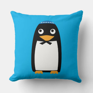 Christmas Hanukkah Jewish Penguin Yamulke Throw Pillow