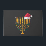 Christmas Hanukkah Jewish Santa Menorah  Doormat<br><div class="desc">hanukkah christmas mashup,  jewish holiday humor,  santa menorah,  interfaith christmas 2025,  hanukkah meets christmas,  funny jewish santa design,  menorah santa hat 2025,  christmukkah mashup,  jewish christmas fusion,  menorah holiday 2025</div>