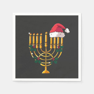 Christmas Hanukkah Jewish Santa Menorah Napkins