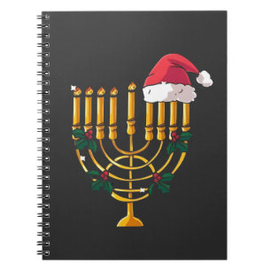 Christmas Hanukkah Jewish Santa Menorah  Notebook
