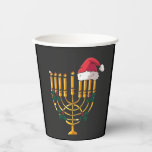 Christmas Hanukkah Jewish Santa Menorah  Paper Cups<br><div class="desc">hanukkah christmas mashup,  jewish holiday humor,  santa menorah,  interfaith christmas 2025,  hanukkah meets christmas,  funny jewish santa design,  menorah santa hat 2025,  christmukkah mashup,  jewish christmas fusion,  menorah holiday 2025</div>
