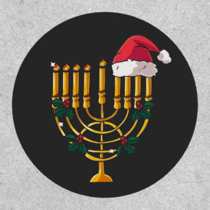 Christmas Hanukkah Jewish Santa Menorah  Patch