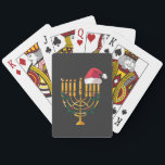 Christmas Hanukkah Jewish Santa Menorah  Poker Cards<br><div class="desc">hanukkah christmas mashup,  jewish holiday humor,  santa menorah,  interfaith christmas 2025,  hanukkah meets christmas,  funny jewish santa design,  menorah santa hat 2025,  christmukkah mashup,  jewish christmas fusion,  menorah holiday 2025</div>