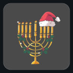 Christmas Hanukkah Jewish Santa Menorah  Square Sticker<br><div class="desc">hanukkah christmas mashup,  jewish holiday humor,  santa menorah,  interfaith christmas 2025,  hanukkah meets christmas,  funny jewish santa design,  menorah santa hat 2025,  christmukkah mashup,  jewish christmas fusion,  menorah holiday 2025</div>
