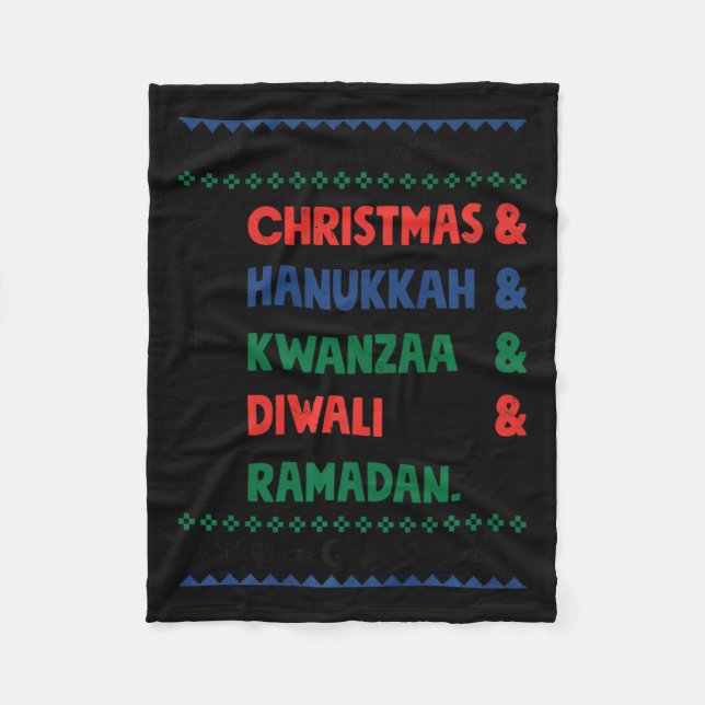 Christmas Hanukkah Kwanzaa Diwali Ramadan Funny Ug Fleece Blanket (Front)