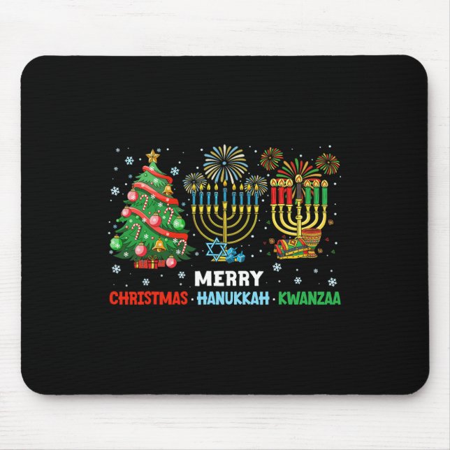 Christmas Hanukkah Kwanzaa Happy Holidays Matching Mouse Pad (Front)