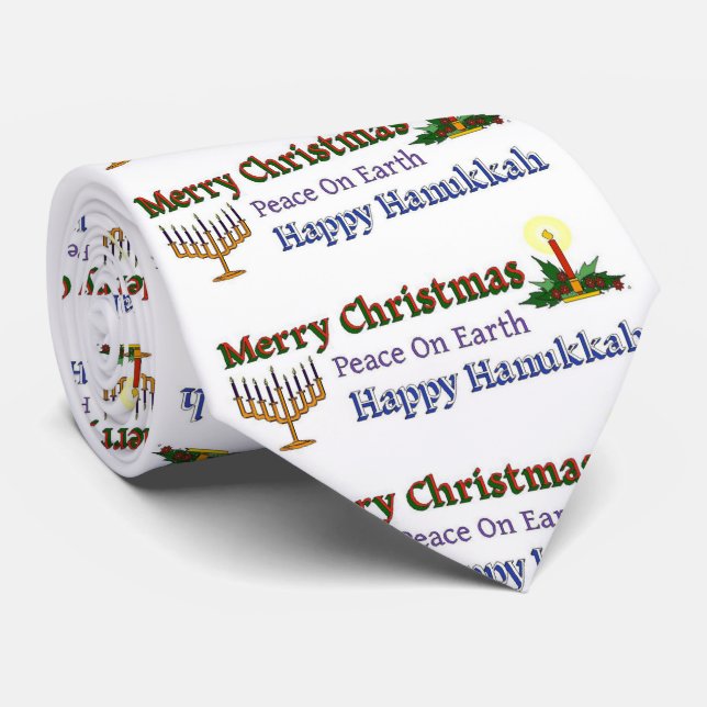 Christmas Hanukkah Neck Tie (Rolled)