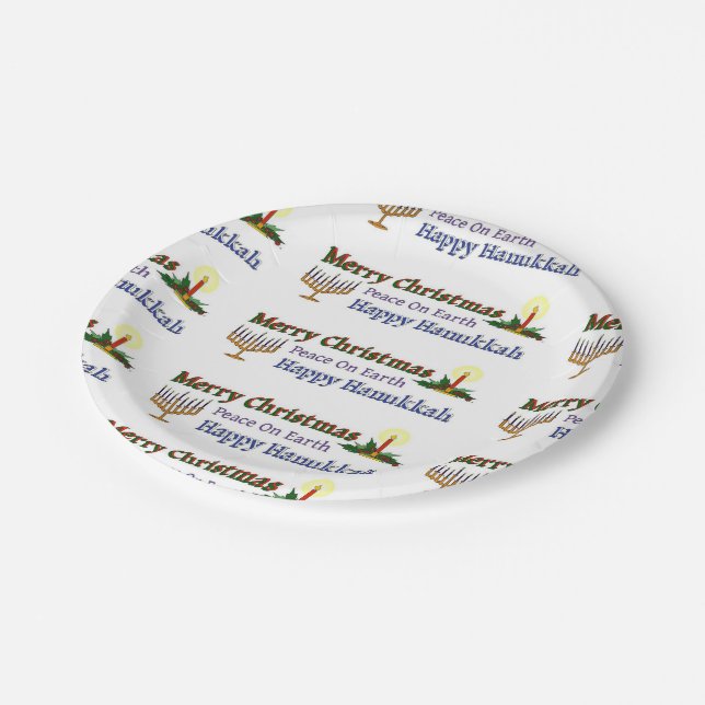 Christmas Hanukkah Paper Plates (Angled)