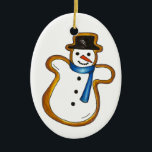 Christmas Hanukkah Snowman Sugar Cookie Holiday Ceramic Ornament<br><div class="desc">Ornament features an original marker illustration of a delicious snowman-shaped Christmas sugar cookie.

This holiday baking design is also available on other products. Lots of other flavors are also available! Don't see what you're looking for? Need help with customization? Contact Rebecca to have something designed just for you.</div>