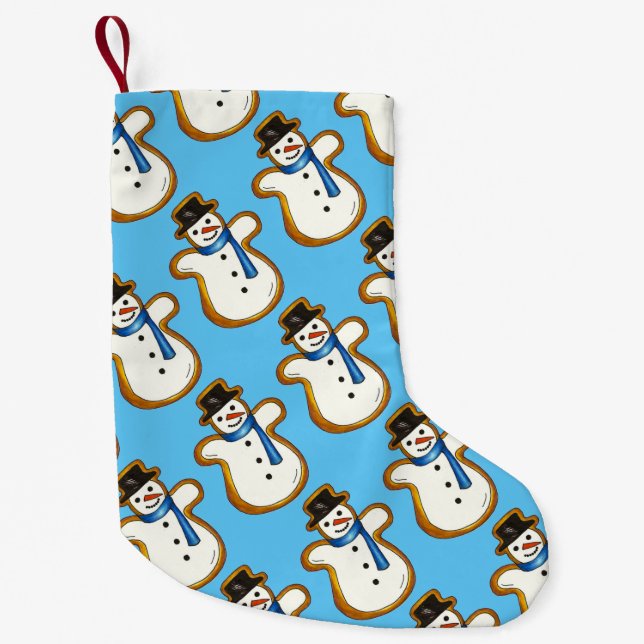 Christmas Hanukkah Winter Snowman Holiday Cookie Small Christmas Stocking (Front)