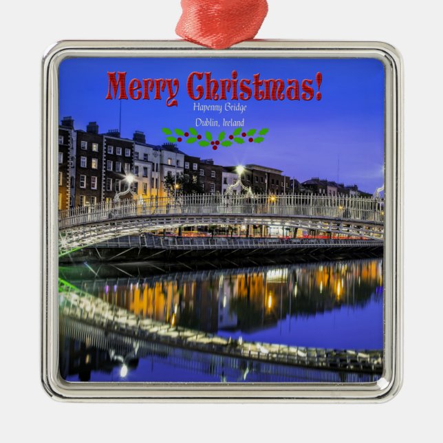 Christmas, Ha'penny Bridge, Dublin, Metal Ornament (Front)