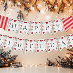 Christmas Happy Birthday Bunting Flags