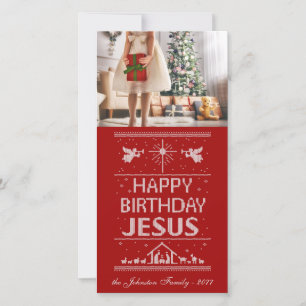 Christmas Happy Birthday Christian Jesus Christ  Holiday Card