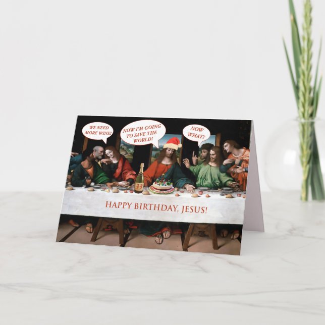 Christmas Happy Birthday Jesus Comics Style Funny Holiday Card (Front)