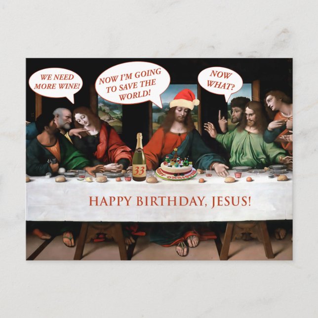 Christmas Happy Birthday Jesus Comics Style Funny Holiday Postcard (Front)