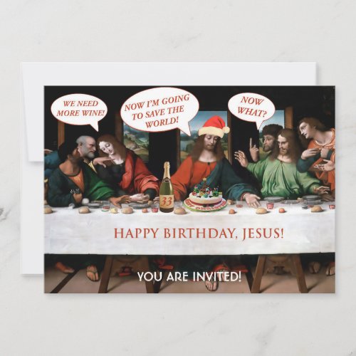 Christmas Happy Birthday Jesus Comics Style Funny Invitation