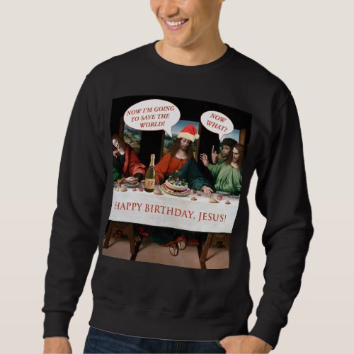 Christmas Happy Birthday Jesus Comics Style Funny Sweatshirt