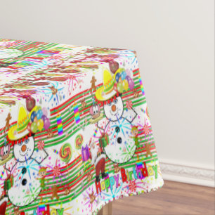 Christmas Happy Birthday Tablecloth, Tablecloth