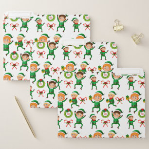 Christmas Happy Elf with Gift Pattern File Folder