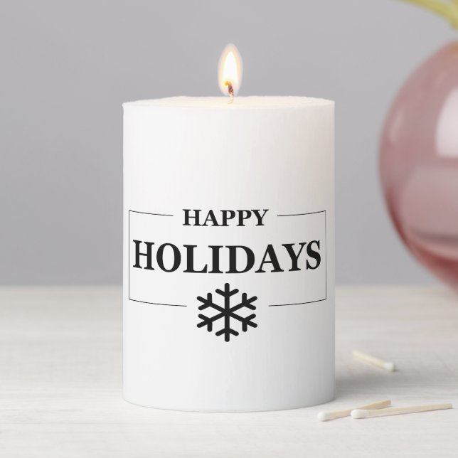 Christmas Happy Holiday Custom Gift Merry Xmas Pillar Candle (In Situ)