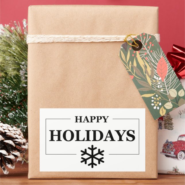 Christmas Happy Holiday Custom Gift Merry Xmas Rectangular Sticker (Holiday)