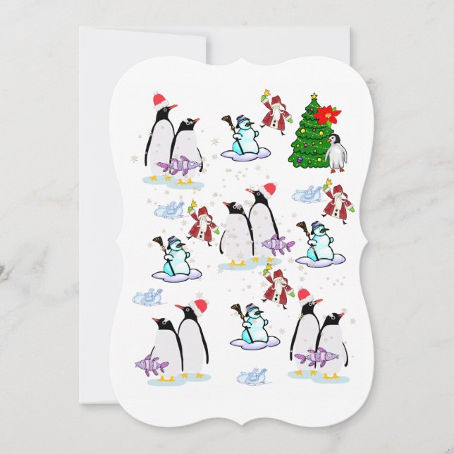 Christmas Happy Holiday Flat Greeting Card Penguin (Front)