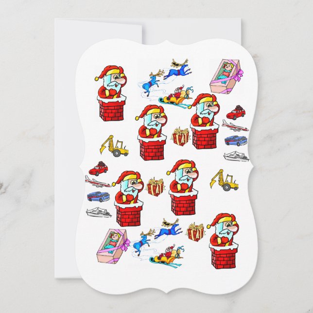 Christmas Happy Holiday Flat Greeting Card Santa (Front)