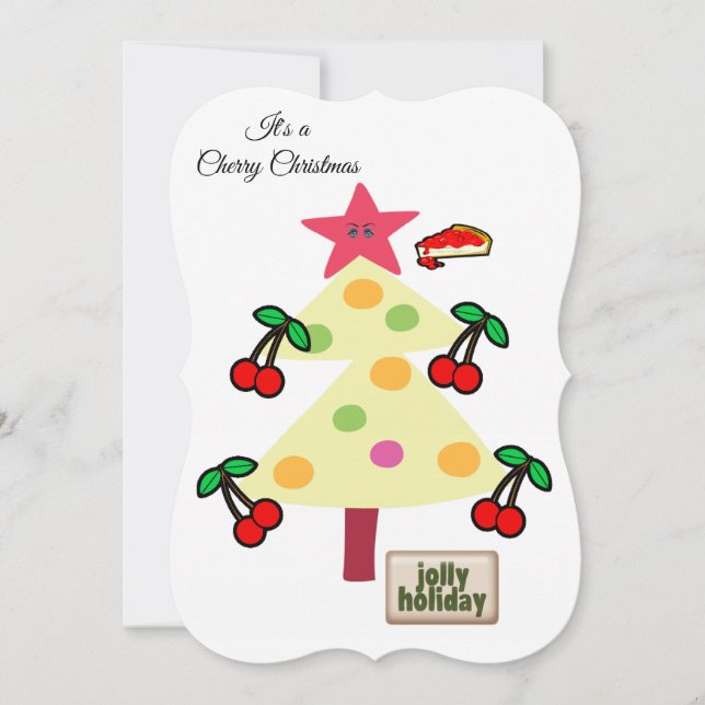 Christmas Happy Holiday Flat Greeting CardCherries Card (Front)