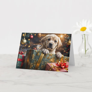 Christmas Happy Holidays Cute Yellow Lab Labrador Card