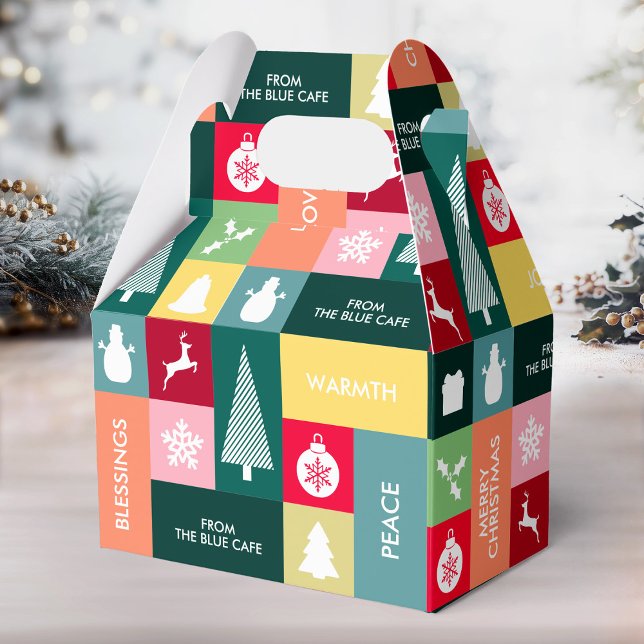 Christmas Happy Holidays Modern Corporate Name Favor Boxes (Christmas Happy Holidays Modern Name Favor Boxes)