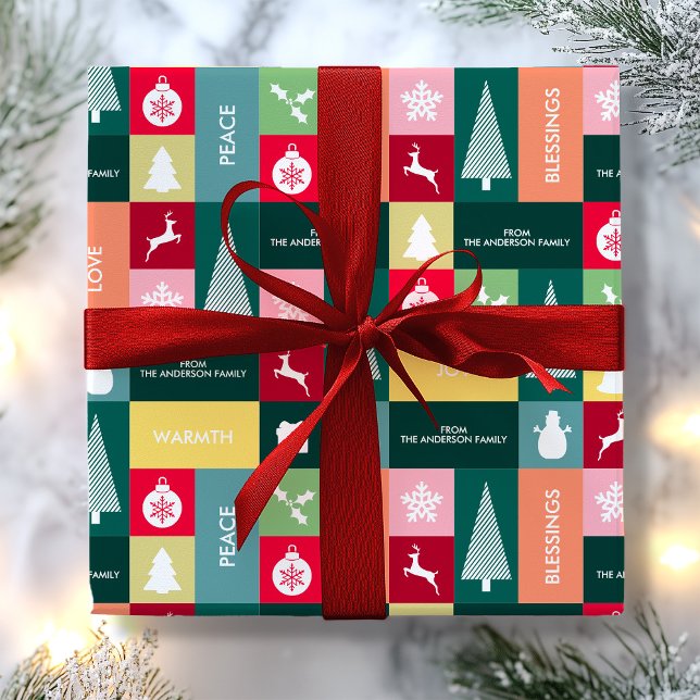 Christmas Happy Holidays Modern Name Wrapping Paper (Christmas Happy Holidays Modern Name Wrapping Paper)
